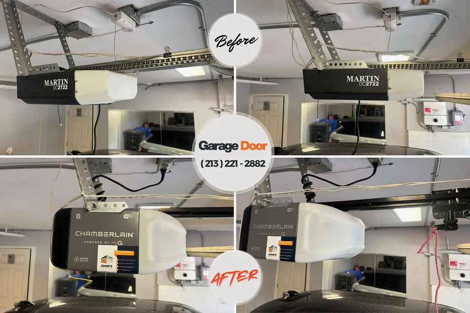 Before and after: garage door repair Walkertown, NC